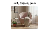 Light Luxury aesthetic Upholstered Barrel Chair Plush Upholstery Living Room Furniture space-saving Footprint Indoor Seating Wrap-Around Backrest for Hospitality Managers, Interior Designers, Bedroom, Lounge Area, Apartment, Nursery