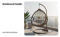 Rocking and Reclining Oval-Shaped Basket Chair Includes Cushions Freestanding Oval Pod Stable Structure Swing Seat Cushiony Cushioning for Families, Homeowners, Balcony, Bedroom, Outdoor, Indoors