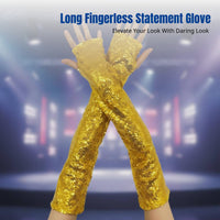 Long Beaded Fingerless Reflective Gloves, Polyester Costume Accessory, Halloween Cosplay, Stage Performance, Nightclub Party