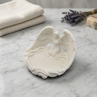 Sculpted Fairy Jewelry Tray Compact Winged Fairy Catchall Charming Angel Jewelry Dish Beautiful for Women, Bedside Table