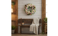 Easy to Clean Artificial Blossom Wreath Colorful Floral Door Wreath Handmade Look Home Decor No Special Maintenance