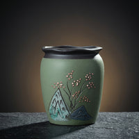 Plant Pots for Indoor Plants and Bonsai Pot, Vintage Style Indoor Plant Pot for Living Room, Semi-Handmade Round Hand-Painted Ceramic Planter