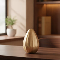 Egg-Shaped Vase Aluminum Ribbed Vase Textured for Tabletop, Entryway Table