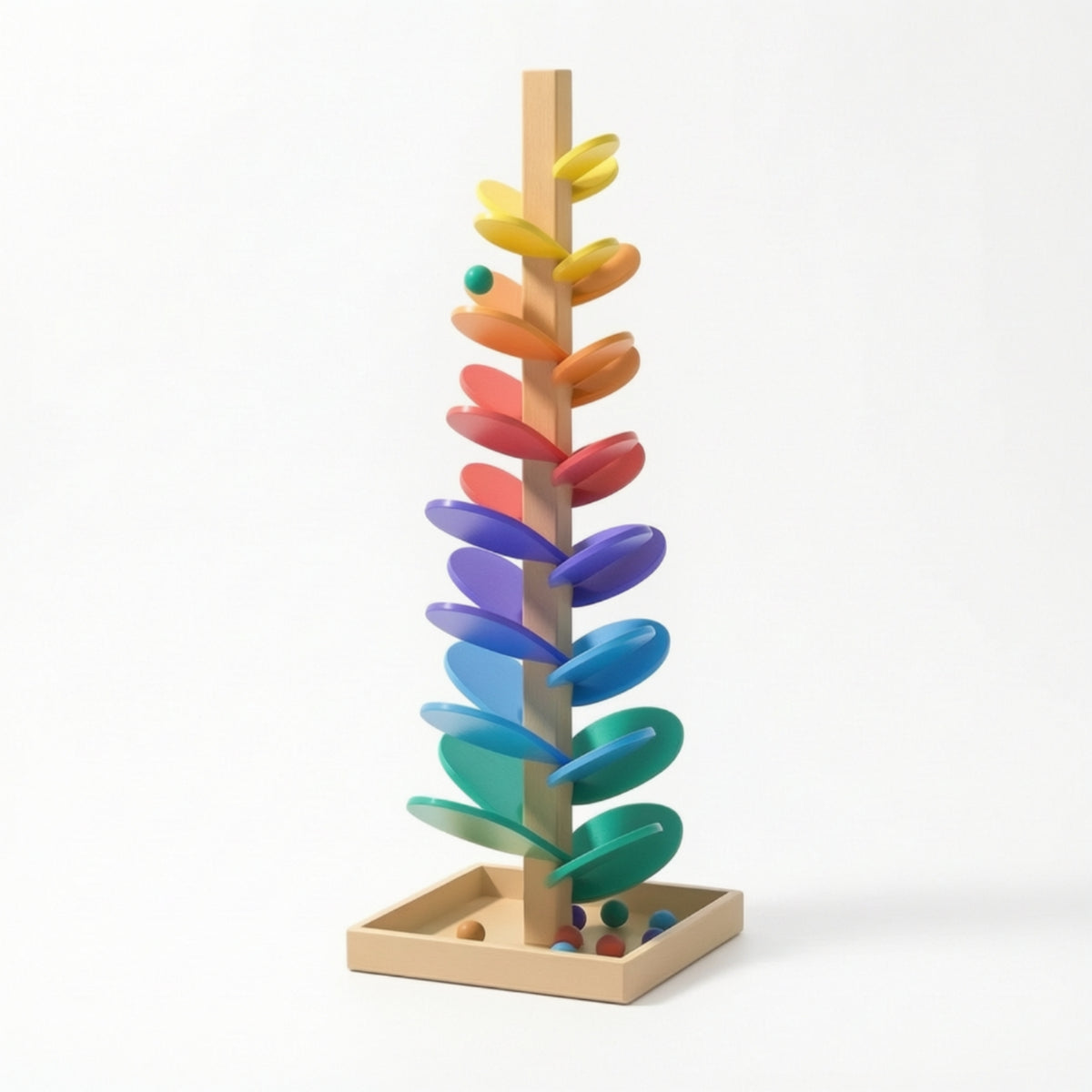 Multicolored Wooden Music Tree with Balls Educational Musical Marble Tree Sensory Wooden Ball Drop Toy Sturdy for Toddlers, Preschool