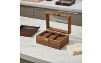 Watch Display Case with Glass Lid Padded Watch Box with Glass Lid Hinged Jewelry Display Box for Dresser