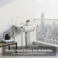 Rust-Proof Stainless Steel Sink with Stand Easy to Clean Freestanding Utility Sink Multifunctional Outdoor Wash Station Scratch-Resistant for Homeowners, Restaurant Personnel, Balcony, Backyard, Garden, Basement