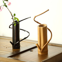 Bamboo Arrangement Vase Artistic Bamboo Flower Vase Lightweight Tabletop Flower Arranger for Tea Room