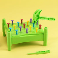 Hand-Eye Coordination Kids Hammering Nail Game Parent-Child Interactive Toddler Pounding Peg Toy Educational Hammer and Peg Toy Set Color Recognition for Desktop