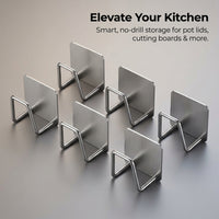 Stainless Steel No Drill Kitchen Organizer for Pot Lids and Cutting Boards, Wall Mounted Pot Lid and Cutting Board Holder