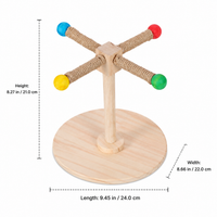 Wood Parrot Stand, Chewable Windmill Perch for Cockatiel Budgie Conure, Rotating Avian Companion Play Stand Playground