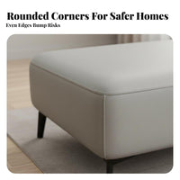 Modern Minimalist Design Padded Footstool Scratch-Resistant Square Padded Footrest Multifunctional Ottoman Solid Wood Legs for Homeowners, Pale Ice Workers, Pet Owners, Living Room, Entryway, Bedroom, Under Desk
