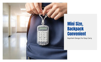 Mini Calculator, Portable Flip Cover Keychain, 8-Digit Display, Student Pocket, Customizable Insignia