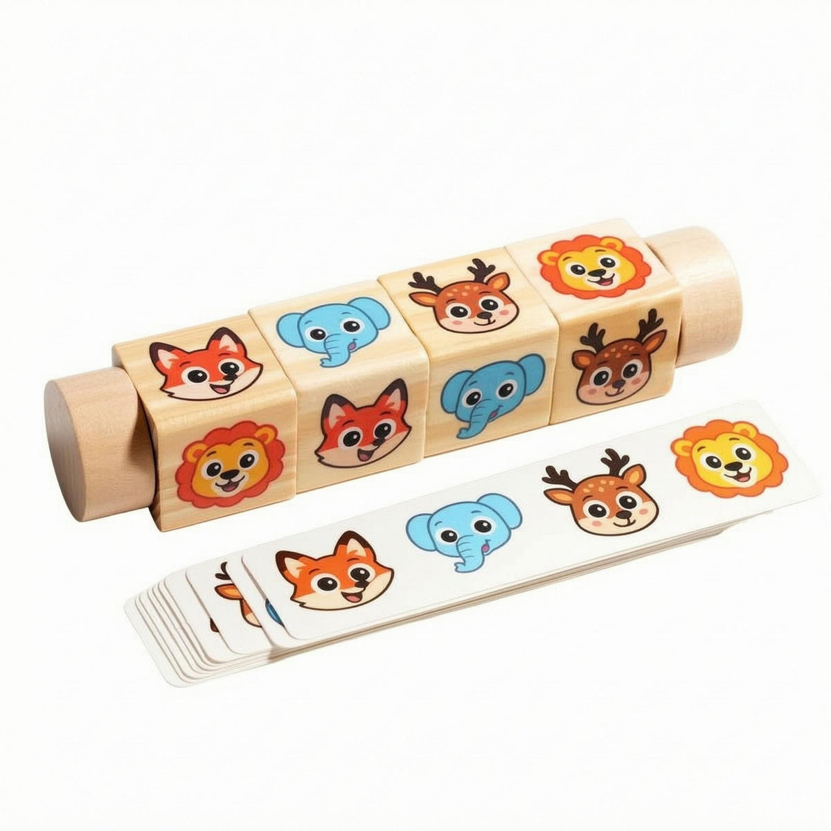 Cartoon Wooden Rotating Puzzle Toy Smooth Picture Card Matching Toy for Preschoolers, Children