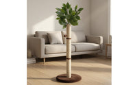 Artificial Leaves Feline Scratching Post Hanging Ball Toy Sisal Scratching Post Beige Trunk Tree Feline Scratcher Round Base