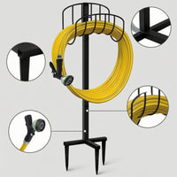 Garden Hose Stand Metal Freestanding Hose Rack Organizer Outdoor Heavy Duty for Gardeners, Yard, Patio