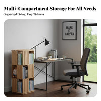 Mortise and Tenon Joinery 360-Degree Rotating Book Shelving Unit Space-Saving Revolving Book Shelving Unit Minimalist Design Bookshelf Natural Wood Finish for Children, Students, Living Room, Small Compact Areas, Bedroom, Home Office