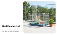 With Wheels Multi-Level Pet Enclosure Secure Lock Stackable Dog Crate Easy to Clean Rolling Pet Kennel Rust-Proof for Medium Dogs, Cats, Young Dogs, Veterinary Clinics