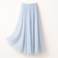 Skirt for Girls and Women with a Stylish Pleated Design, High Waist Flared Midi with Elastic for Casual Wear