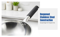 Stainless Steel Wok, No Coating, Traditional Deep Round Bottom, Not for Gas & Induction Stoves