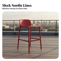 Outdoor Use Nordic Design High Stool Lightweight Modern Plastic Bar Stool Easy Assembly Plastic Shell Bar Chair Sturdy Construction for Homeowners, Business Owners, Renters, Restaurant, Patio, Kitchen, Dining Area