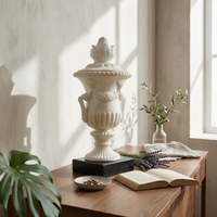 Decorative Vase with Lid Antique Style Urn Planter Sculptural for Homeowners