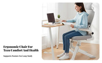 Ergonomic Design Adjustable Student Chair Lumbar Support Desk Seat Reclining spine supportrest Computer Seating Breathable Mesh spine support for Teenagers, Students, Home-Based Professionals, Study Room, Workspace, Bedroom