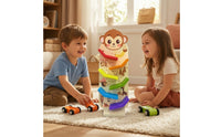 Natural Wood Wooden Car Ramp with Cars Child-Safe Wooden Car Ramp Racer Child-Centered Sliding Track Toy Educational for Toddlers, Preschoolers, Kids, Playroom, Daycare, Classroom