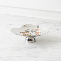 Four-Lobed-Shaped decorative Tray Mirror Finish Stainless Steel Tray Sleek Pedestal Bowl for Entryway