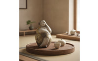 Female Figure Sculpture Handmade Female Figurine Seated Ceramic Figurine for Office Desk