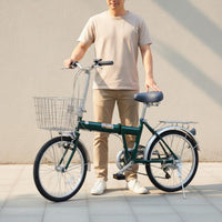 Retro Folding City Bike Internal 3-Speed Japanese Style Folding Bike Includes Rear Rack Step-Through City Bike for Commuters, City, University