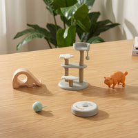 5 Pieces Compact Miniature Pet Scene Sturdy Cat Playset Plastic Pet Playset Safe for Collectors, Desk Decor