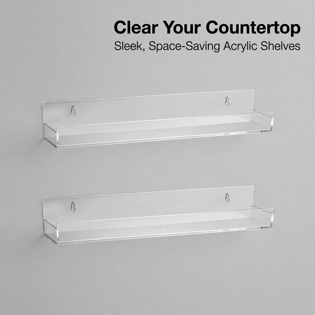 Seasoning Organizer Wall Mounted Rack, Clear Transparent Acrylic 4 Tier, Kitchen Counter Storage and Organization, Cabinet Door Spice for Home Cook