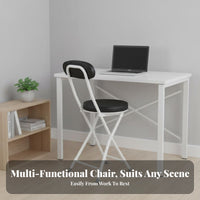 Foldable Design Cushioned Desk Chair Space-Saving Home Furniture Easy to Keep Portable Seat Multi-Purpose for Students, Homeowners, Office Workers, Dining Room, Small Compact Areas, Bedroom, Reception Area