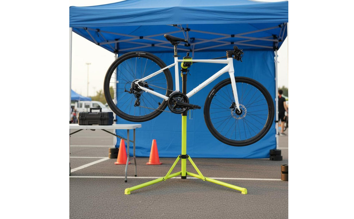 Foldable Folding Cycle Repair Stand Telescopic Adjustable Bike Work Stand Portable Cycle Workstand Stable Support for Workshop, Garage, Shop