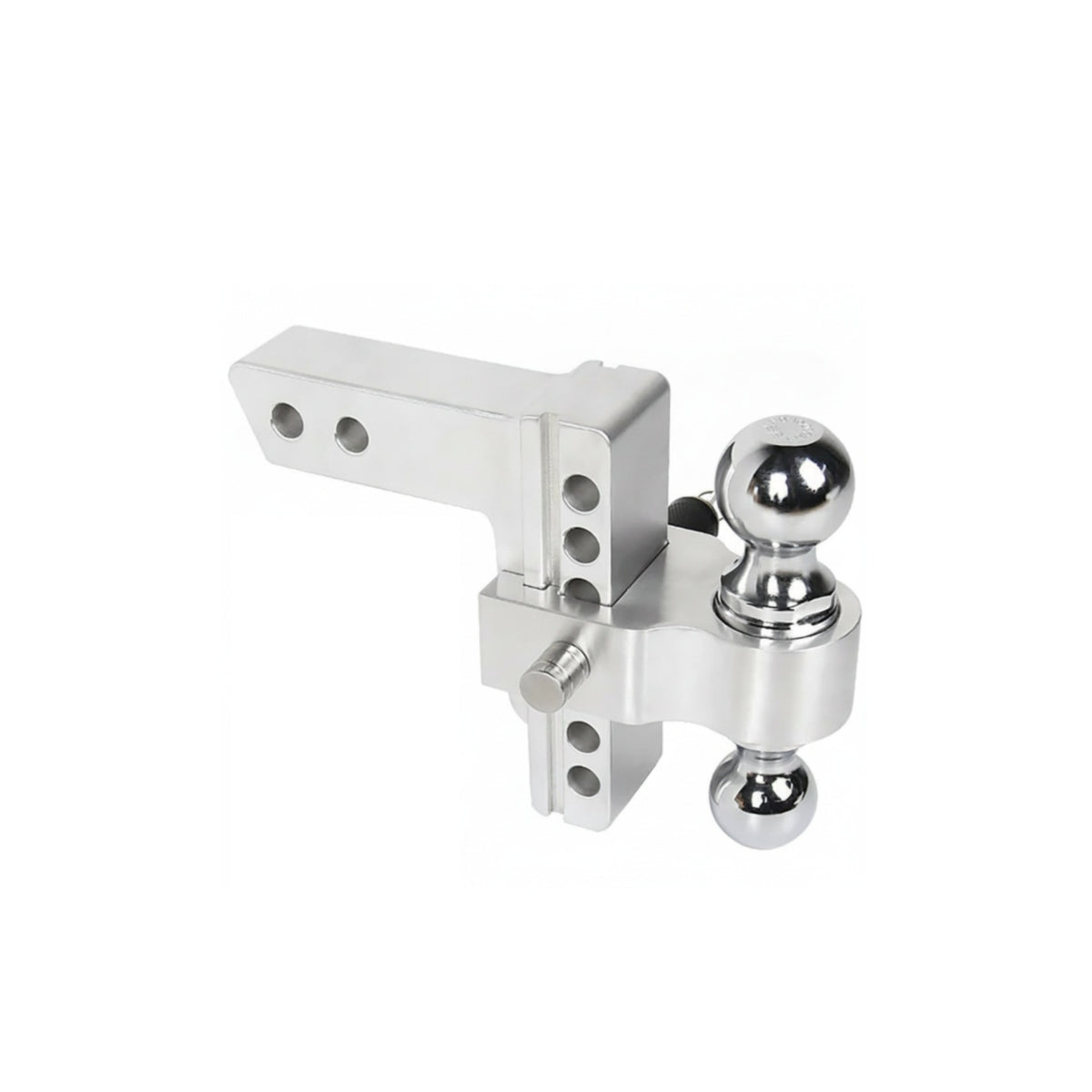 Double-Ball Hitch Aluminum Alloy Adjustable Trailer Hitch Ball Mount Locking Pins Tow Bar Polished