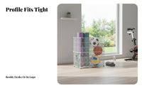 With Wheels Exercise Mat and Ball Storage Rack Multi-Functional Exercise Mat Holder Space Saving Wire Mesh Storage Basket Slim Design for Laundry Room, Playroom