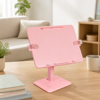 Desktop Book Stand, Height Adjustable Book Holder with Page Clips, H-Shaped Cookbook Stand for Students, Anti-Myopia Posture