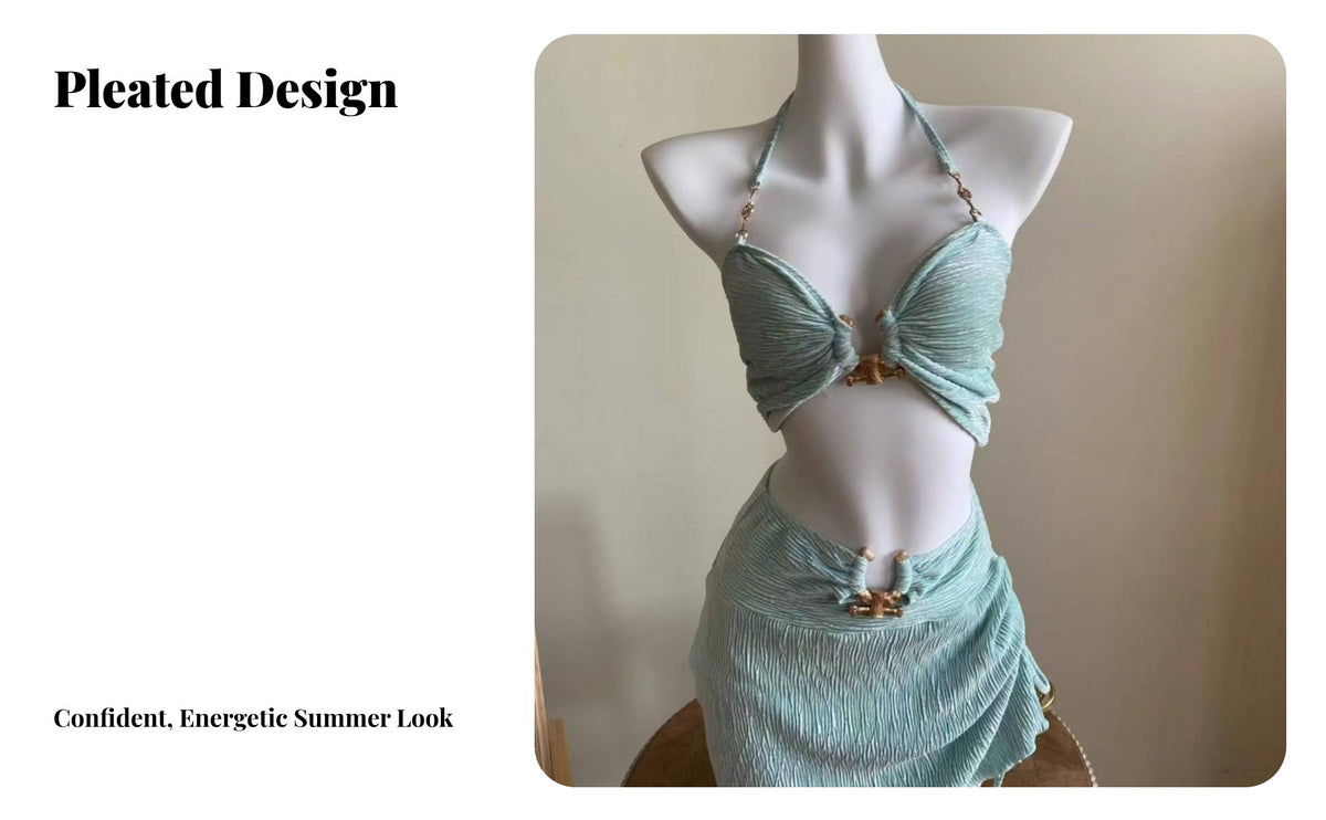 3 Pieces 3 Piece Bikini Set Sexy Bikini Skirt Cover Wrap Skirt Skin-Friendly Swimsuit with Cover up Skirt for Young Adults, Teenagers, Resort