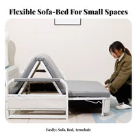 Foldable transformable Armchair Bed Multifunctional Design Armless Folding Chair Bed Space-Saving Lounge Seat Sturdy Frame for Apartment Dwellers, Guests, Students, Small Spaces, Living Room, Bedroom, Home Office