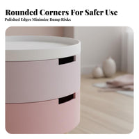 Nordic Design Round two-in-onelevel Nightstand Minimalist & design 2-Tier Round accent Table Space-Saving Storage compact Multi-Functional for Apartment Dwellers, residents, Students, Balcony, Living Room, Bedroom, Small areas