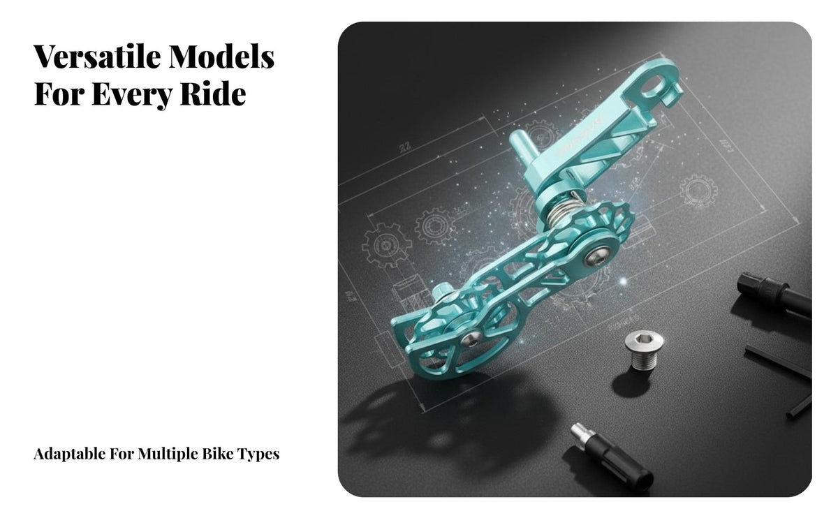 Folding Bike Chain Tensioner CNC Machined Double Pulley Chain Guide Aluminum Alloy Construction Drivetrain Part for Cyclists Jump Riders, Biking