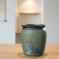 Plant Pots for Indoor Plants and Bonsai Pot, Vintage Style Indoor Plant Pot for Living Room, Semi-Handmade Round Hand-Painted Ceramic Planter