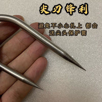 木手柄冰钓搭钩自制不锈钢勾鱼器锚鱼控鱼冰钓海钓钩子小搭钩头