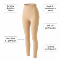 Swim Leggings for Water Sports, Quick Dry Dive Socks for Beach Activities, Skin Tone Surf with Connected Foot Design