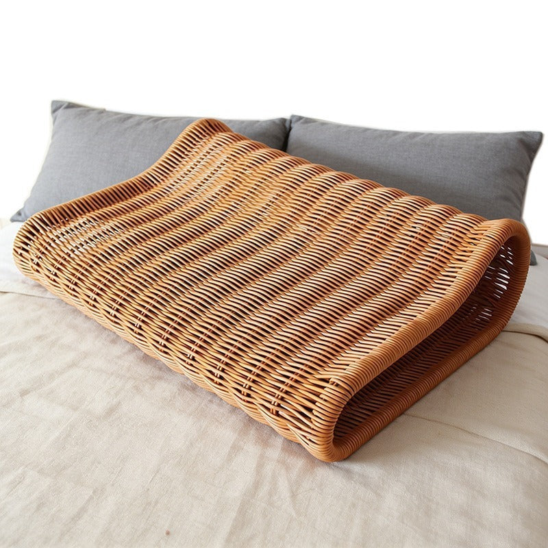 Handwoven Rattan Summer Pillow for Neck Support