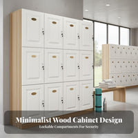 Wooden Changing Room Cabinet Sturdy and Lockable Storage Cabinet Easy to Clean Multiple-Door Storage Locker for Employees, Students, Gym, Office