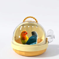 Portable Bird Cage and Small Wood Carrier, Dome Pet Bird Carrier with 60ml Water Bottle and Padded Liner for Outdoor Outing and Medical Visits