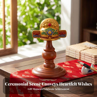 Hand-Painted Multicolor Scholar Cap Ornament Cap-Shaped Desk Ornament
