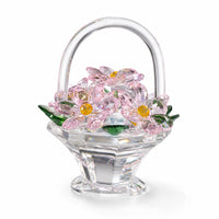 glass Flower Basket Ornament Glittering glass Basket with Artificial Flowers Centerpiece for Desk