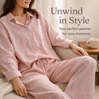 Airport Outfit 2 Piece Set for Women with Wide Leg Trousers, Linen Blend Matching for Spring Travel, Casual Loungewear
